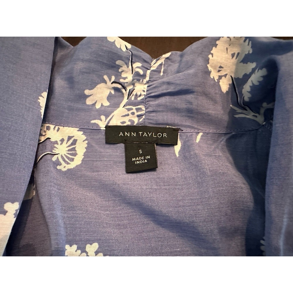 Ann Taylor Floral Tie Neck Puff Sleeve Blouse Top Size S sample Blouse Tag - Picture 6 of 12